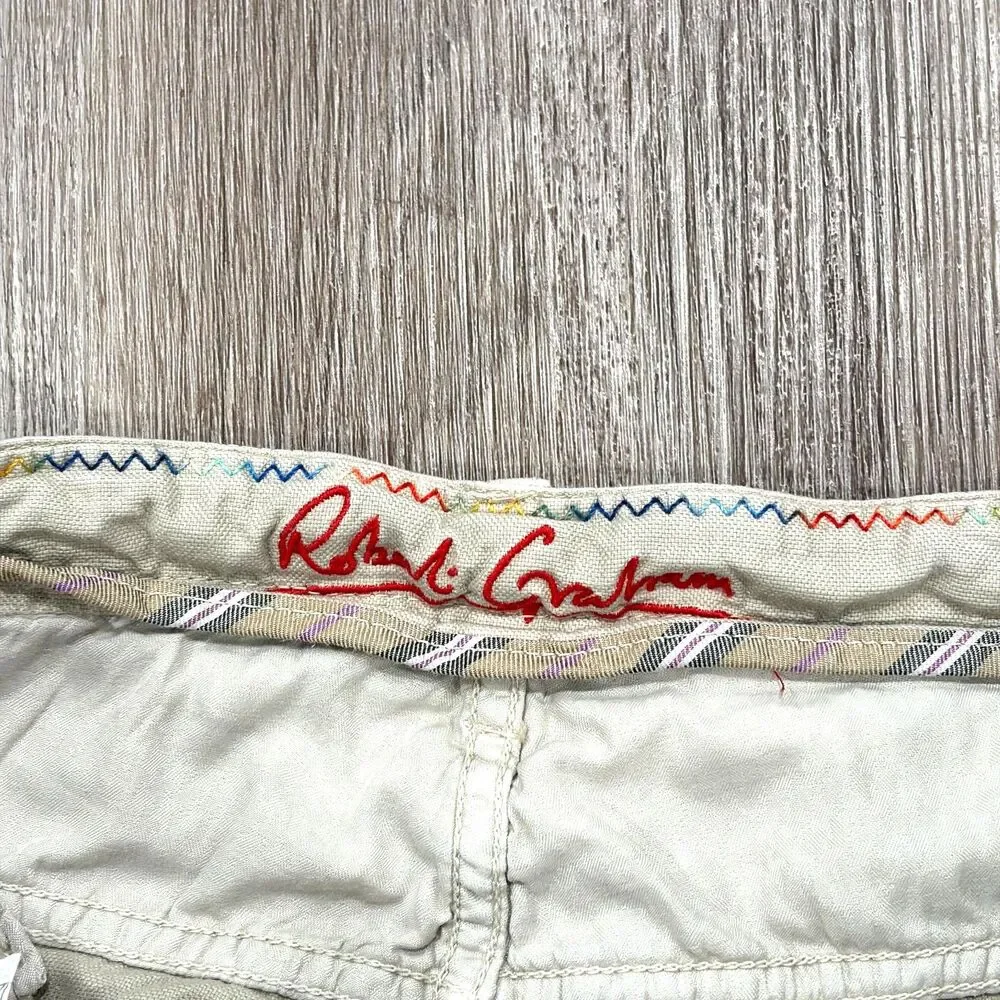 Vtg Robert Graham RS11-3321 Khaki 5 Pocket Pants Men's Beige Straight Leg 34x35